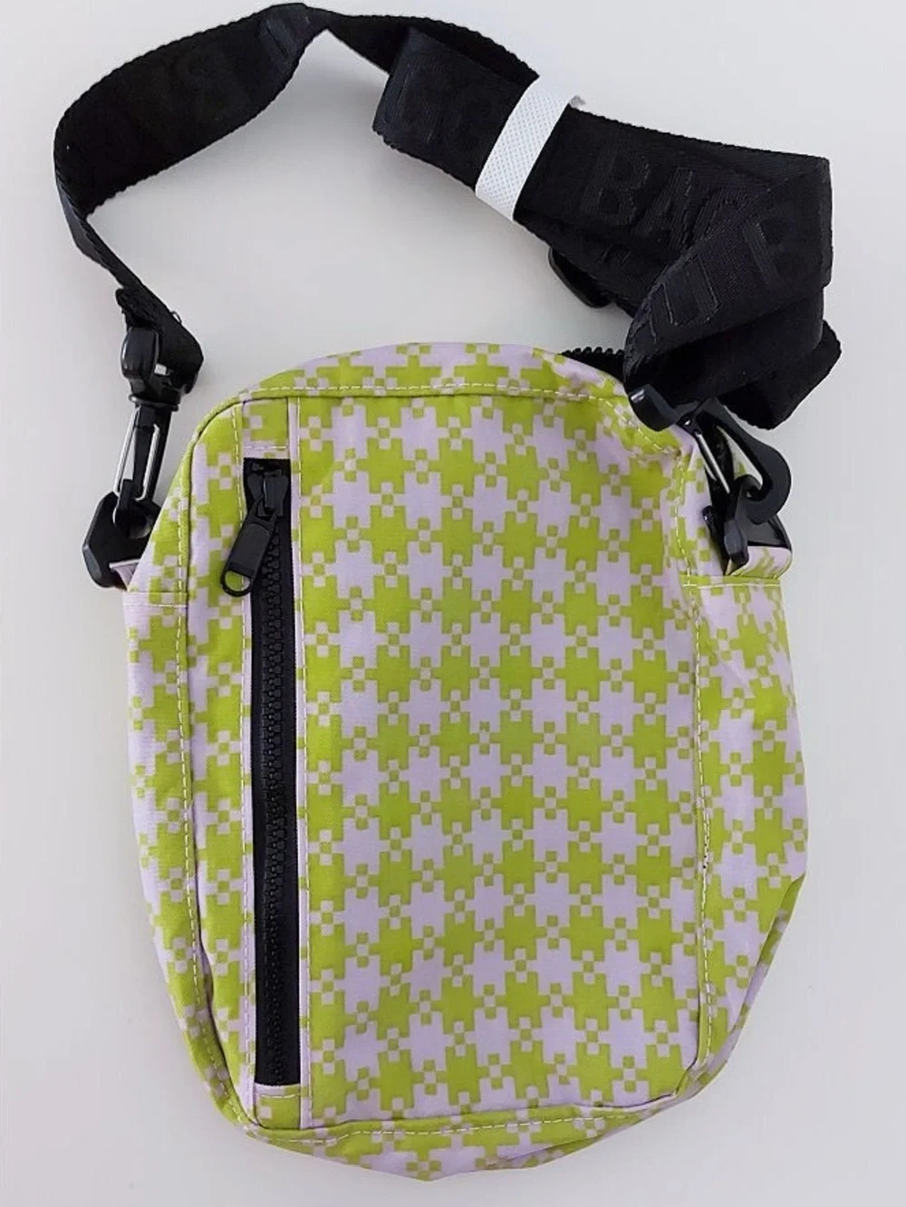 Baggu Pink and Pistachio Pixel Gingham Nylon crossbody Bag